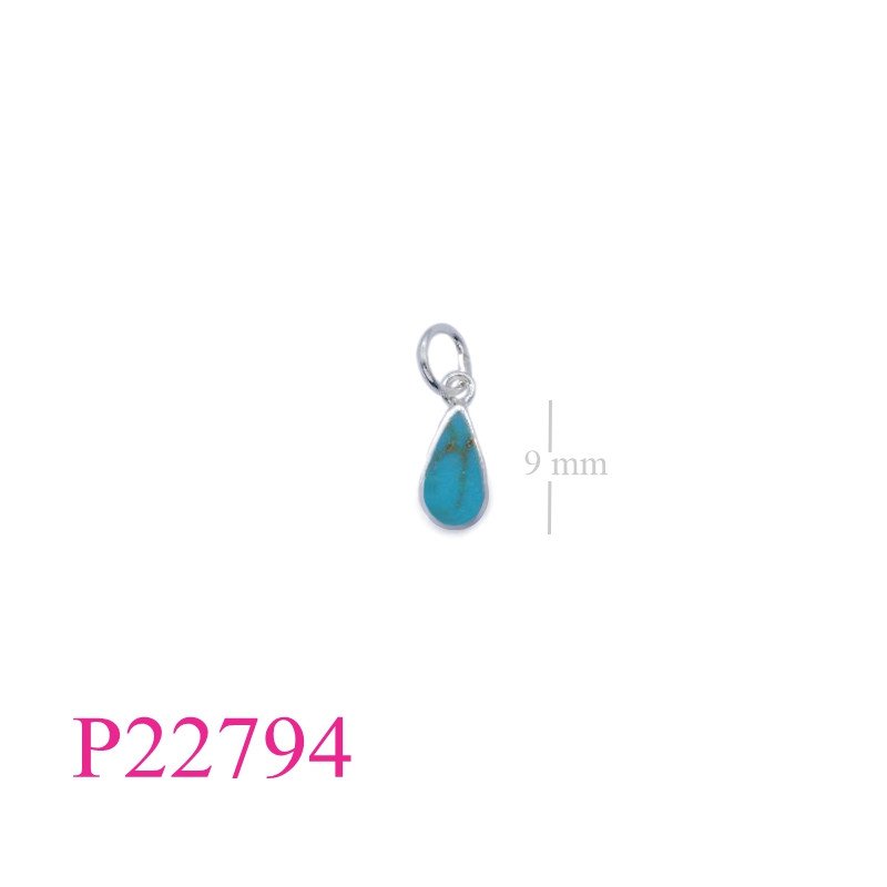 Stone Pendant, 5x7mm drop Turquoise.
