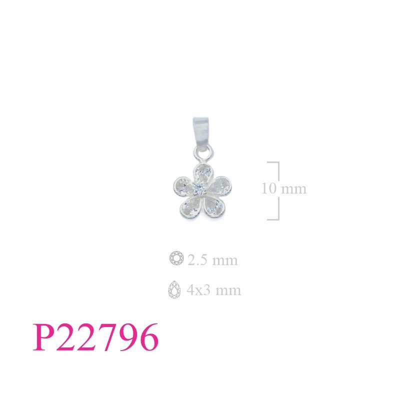Stone Pendant, 10mm framed in CCZs flower.