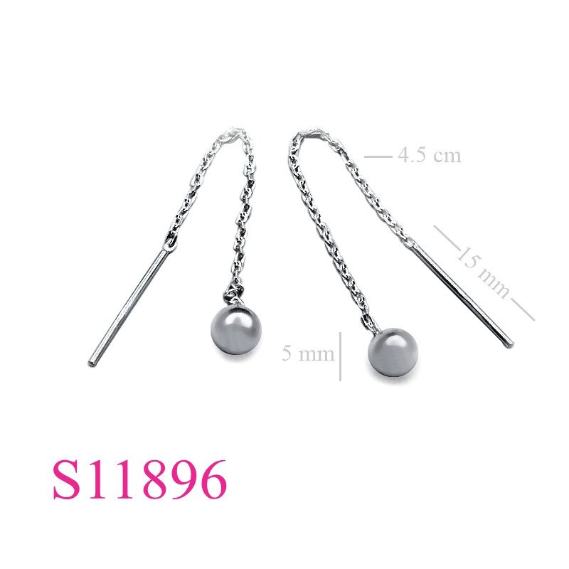 Earrings, chain thru 5mm ball.