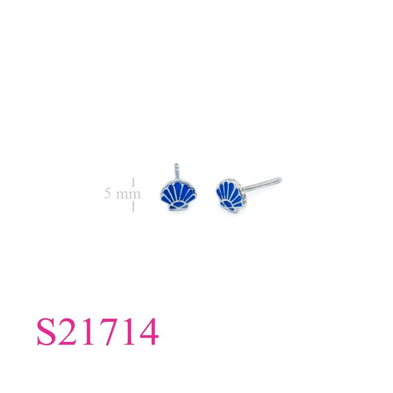 Enamel Earrings, 5mm clam.