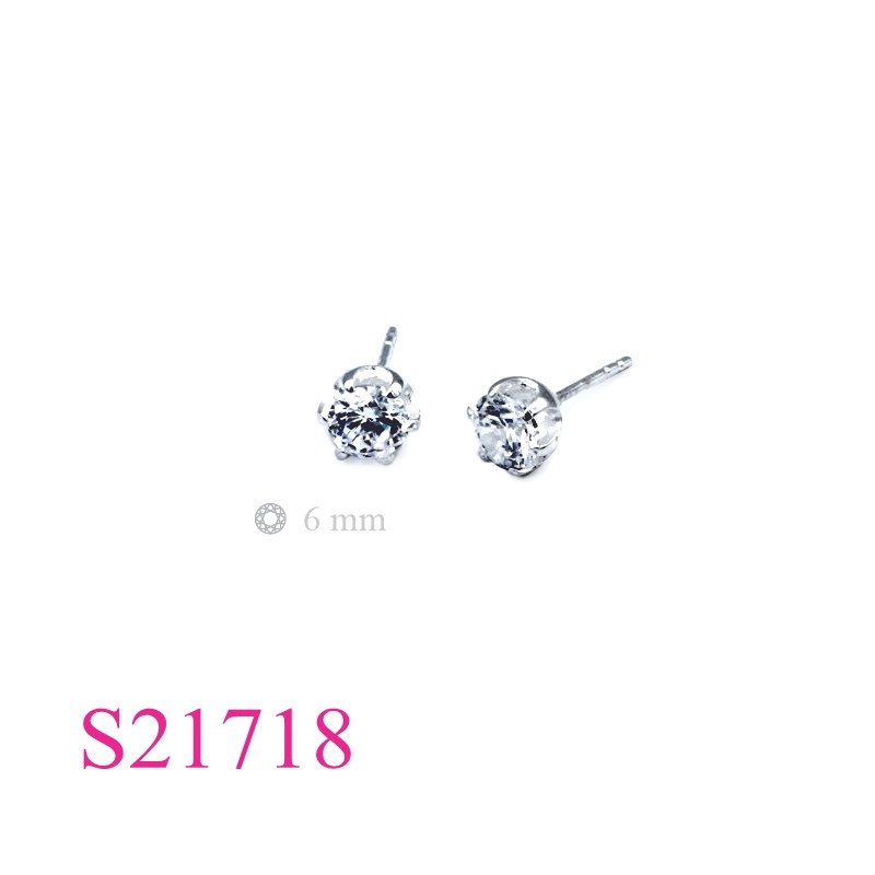 Stone Earrings, 6mm round CCZ.