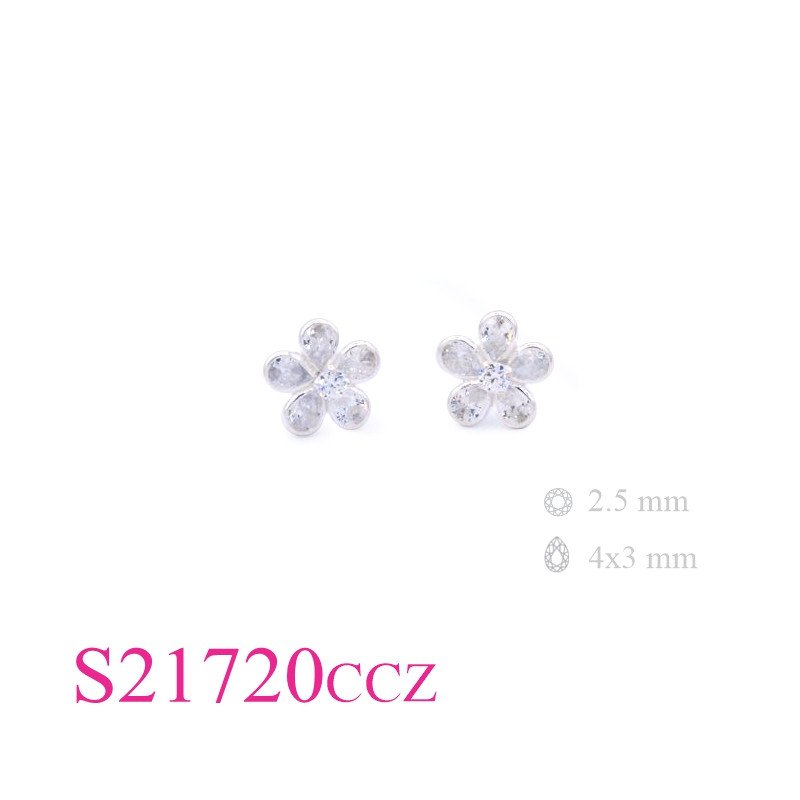 Stone Earrings, framed in CCZs flower.