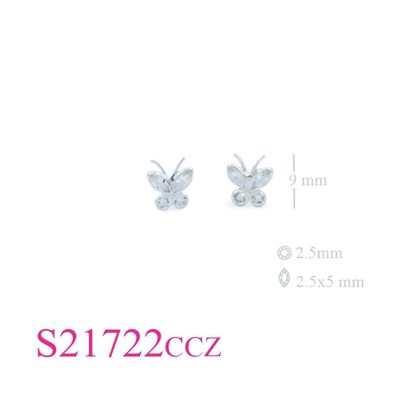 Stone Earrings, framed in CCZs butterfly.