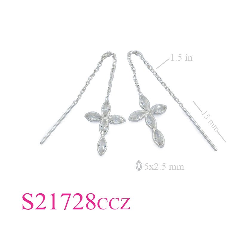 Stone Earrings, chain thru framed in CCZs cross.