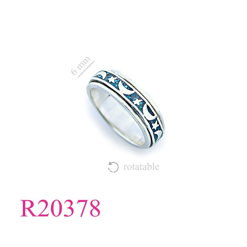 Stone Ring, moon and star design rotatable.