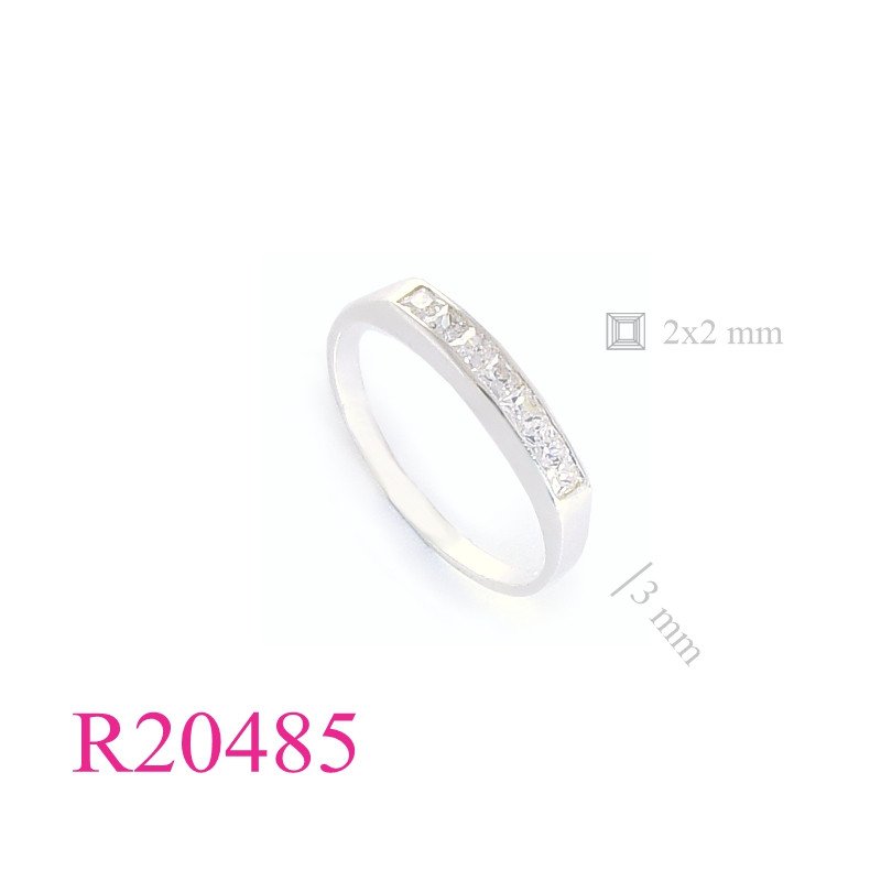 Stone Ring, 7 pieces 2x2mm square stones.