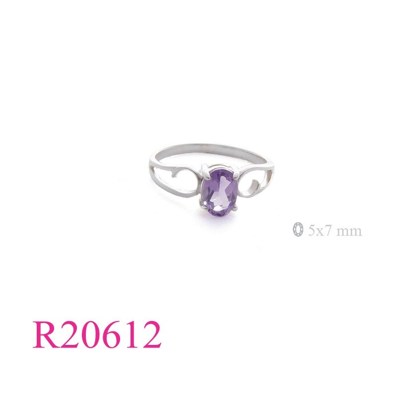 Stone Ring, 7x5mm oval Real Amethyst stone.