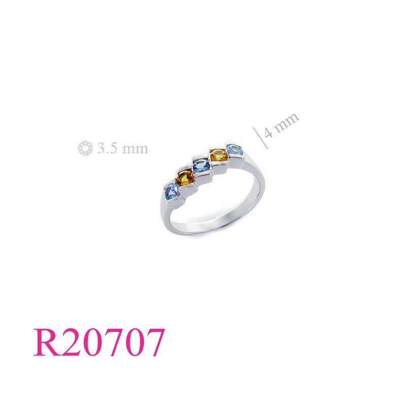 Stone Ring, 3.5mm round stone = 5 pcs.