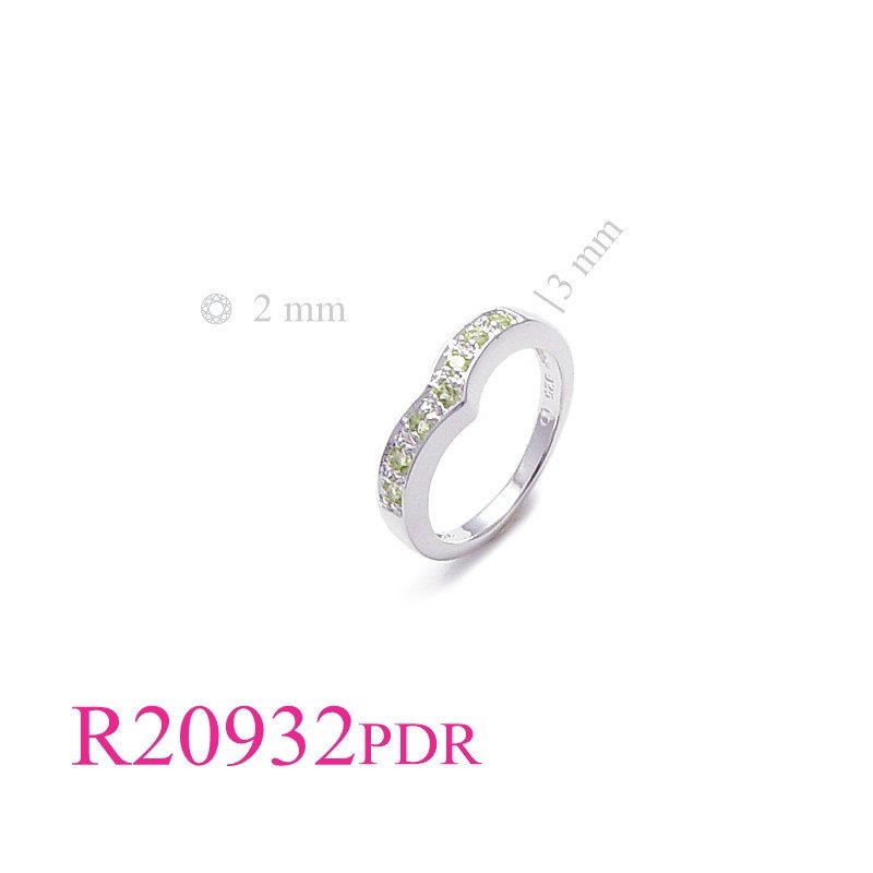Stone Ring, 7 round Real Peridot stones.