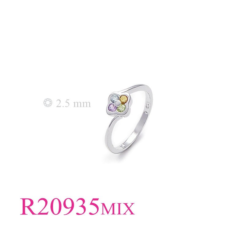 Stone Ring, 4 round Mix CZs stones.