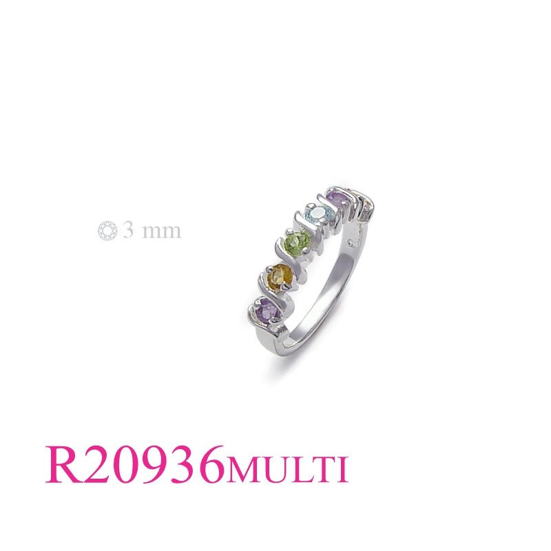 Stone Ring, 6 multi colour round stones.