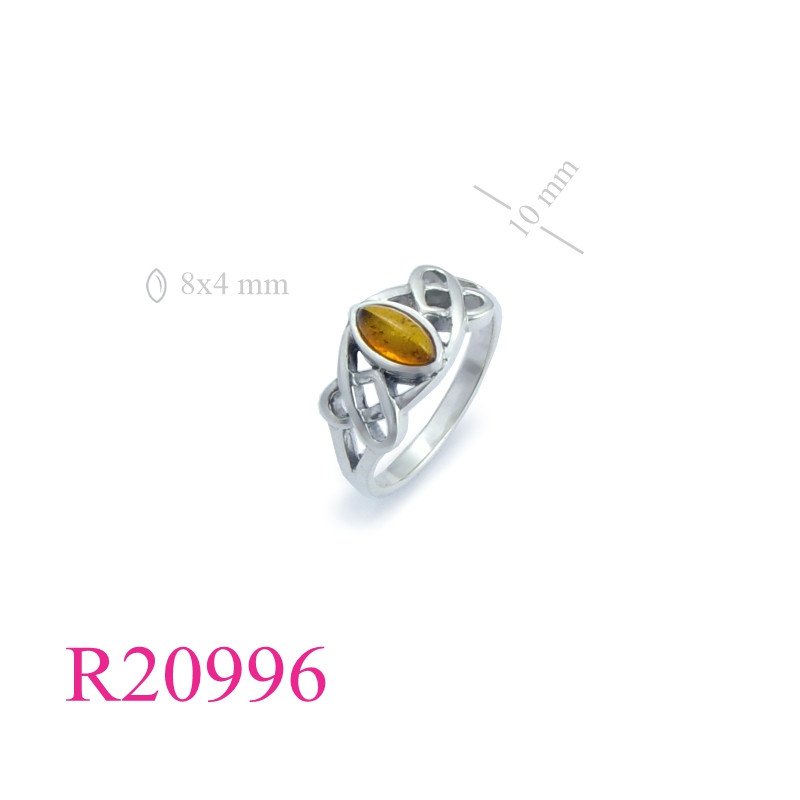 <p>Ring, celtic with 8x4mm Amber.</p>