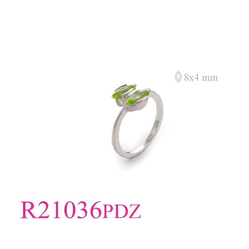 Stone Ring, 2 marquise Peridot CZ stone.