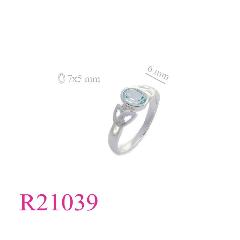 <p>Stone Ring, Celtiv with 7x5mm oval Aqua Glass.</p>
