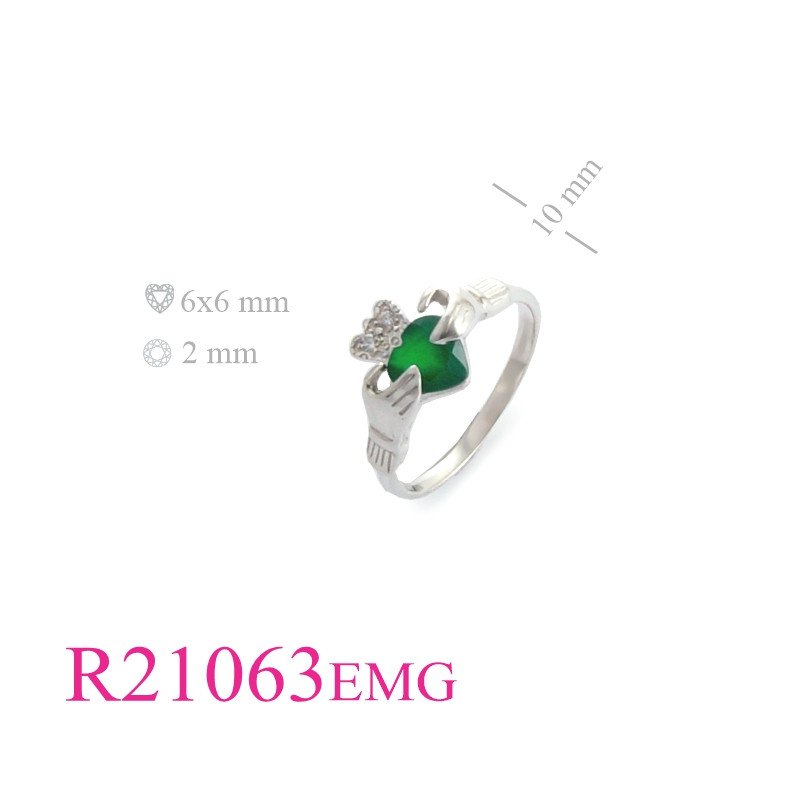 Stone Ring, Claddagh with heart stone.