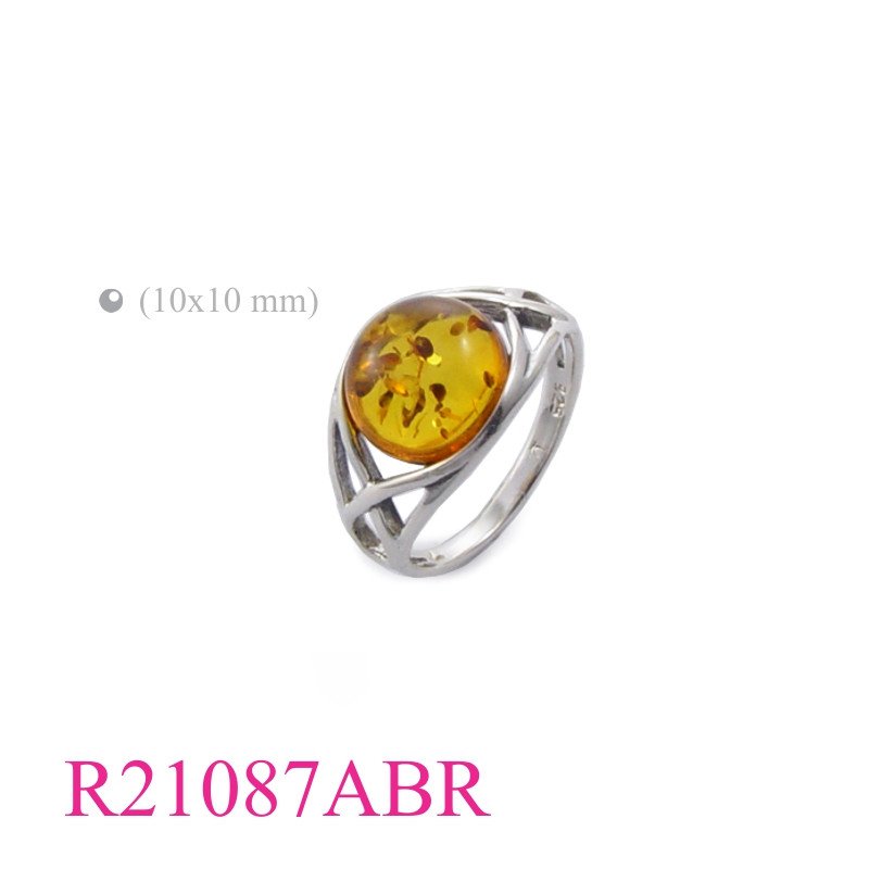 <p>Ring, Celtic with 10mm round Amber.</p>