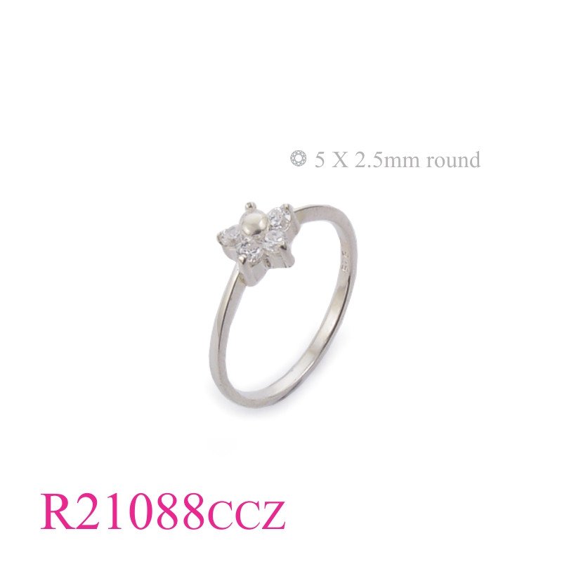 <p>Flower Ring, CZ Ring, shape 5 X 2.5mm round CCZs.</p>