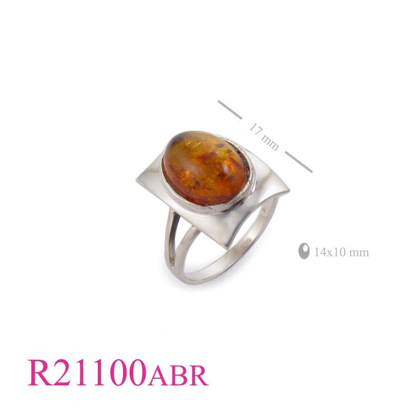 <p>Ring, oval Amber on rectangle.</p>