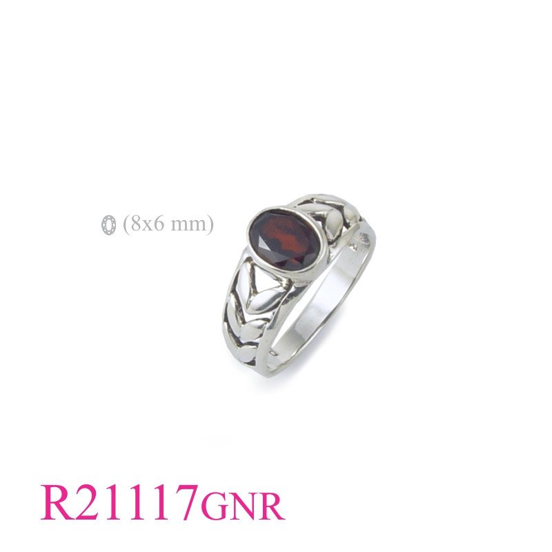<p>Ring, oval leaves design with oval Real Amethyst stone.</p>