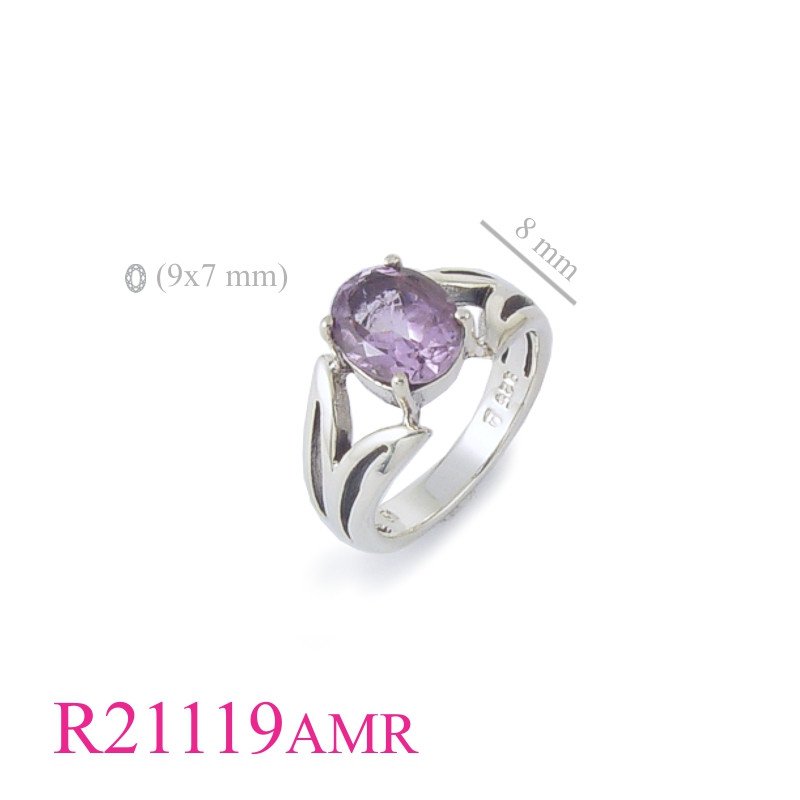 <p>Ring, 9x7mm oval Real Amethyst stone.</p>