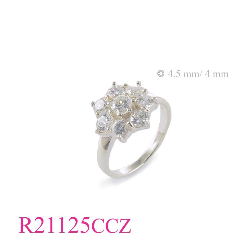 <p>Flower Ring, CZ Ring, 7 round CCZs in shape.</p>
