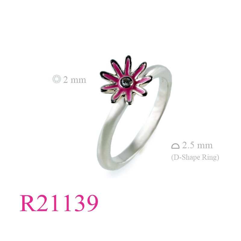 <p>Flower Ring, CZ Ring, enamel with small CCZ enamel.</p>
