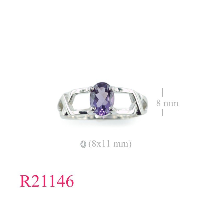 <p>Ring, 7x5mm oval Real Amethyst stone.</p>