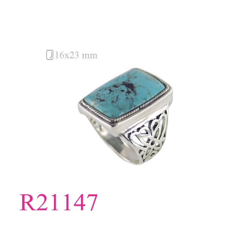<p>Ring, rectangle stone cut out design.</p>