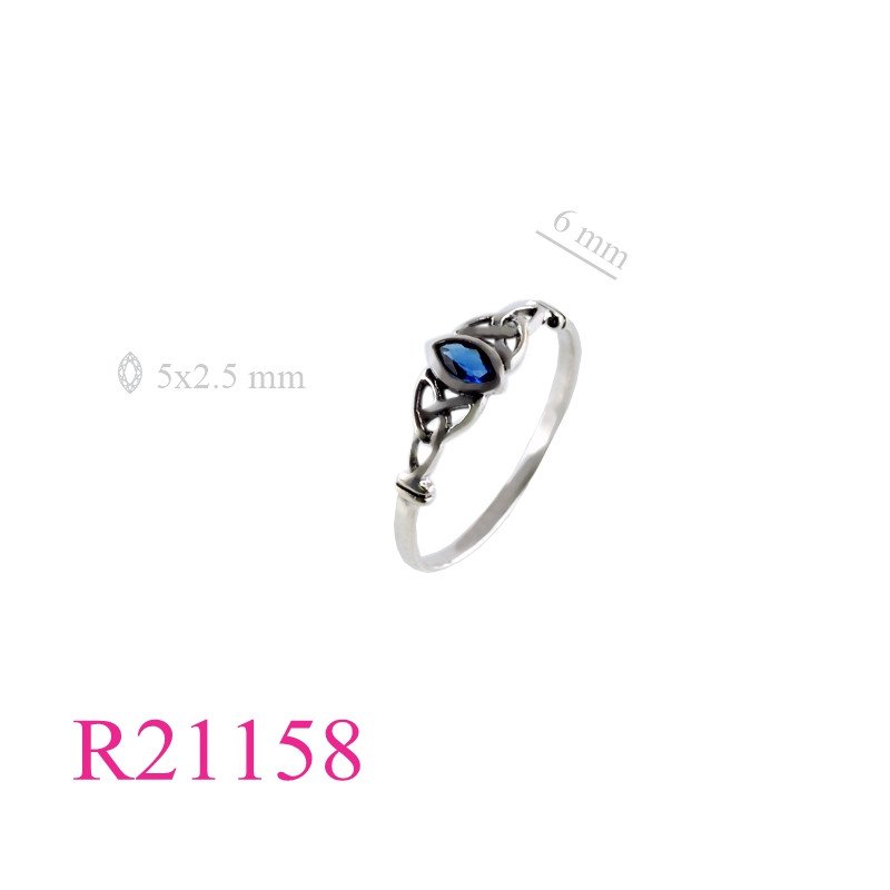 <p>Ring, Trinity design with marquise Sapphire Glass stone</p>