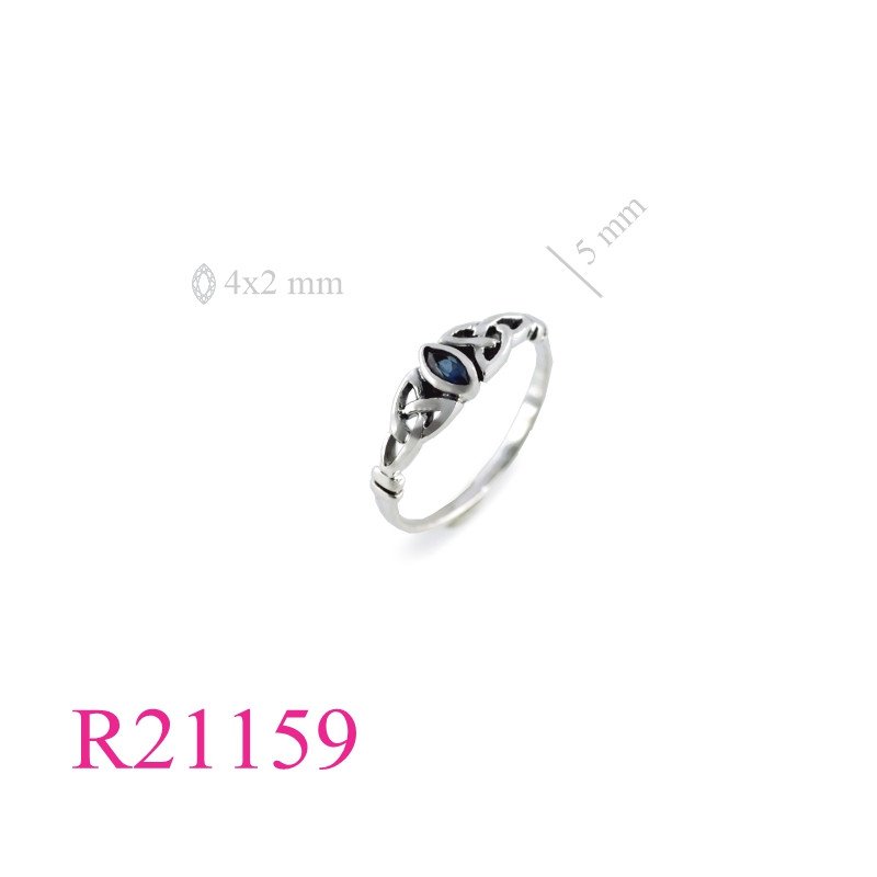<p>Ring, Trinity design with marquise Sapphire Glass stone.</p>