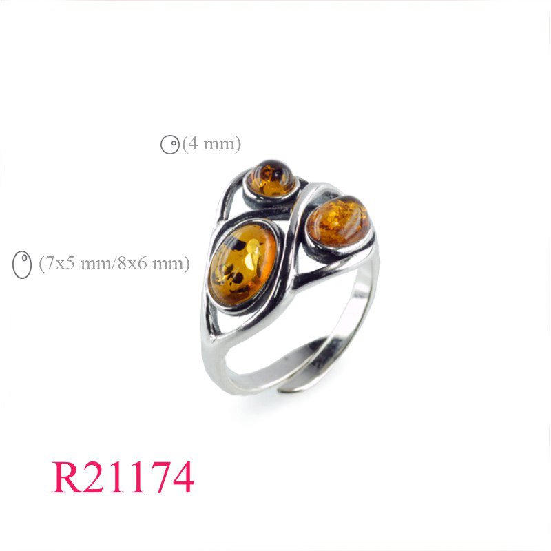 <p>Ring, adjustable size with 3 Amber stones.</p>
