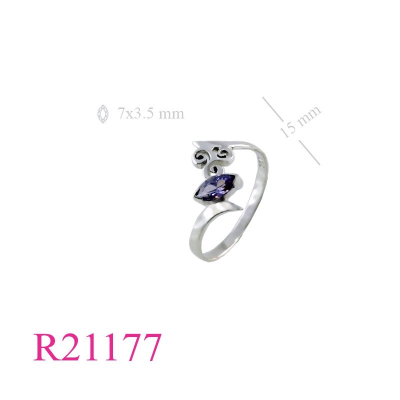 <p>Celtic Ring, CZ Ring, Triskellion with marquise Amethyst CZ.</p>