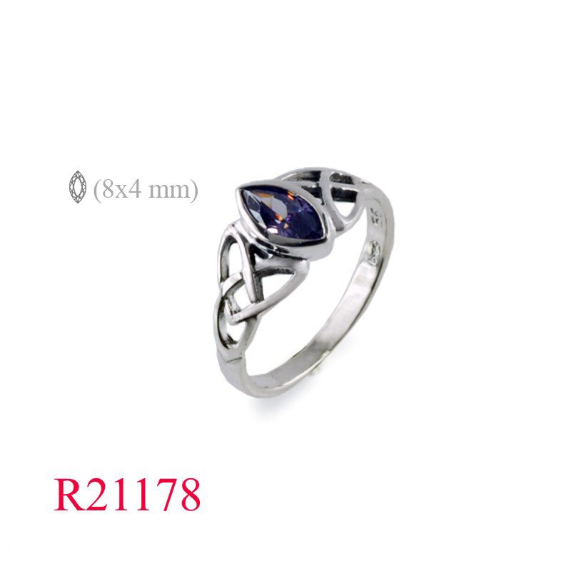 <p>Ring, Trinity on side design with marquise Amethyst CZ stone.</p>