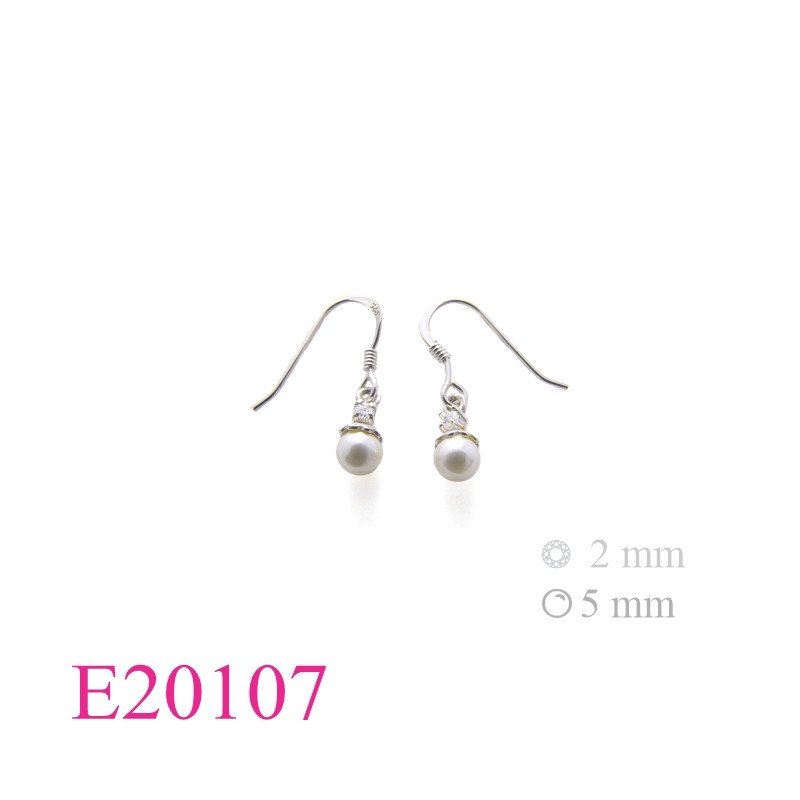 Stone Earrings, 5mm perl and 2mm round stone.