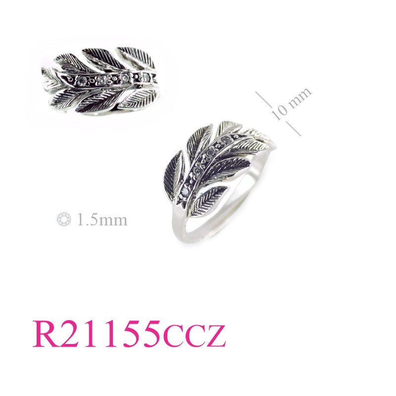 <p>Fern Ring, CZ Ring, leaf with small CCZs.</p>