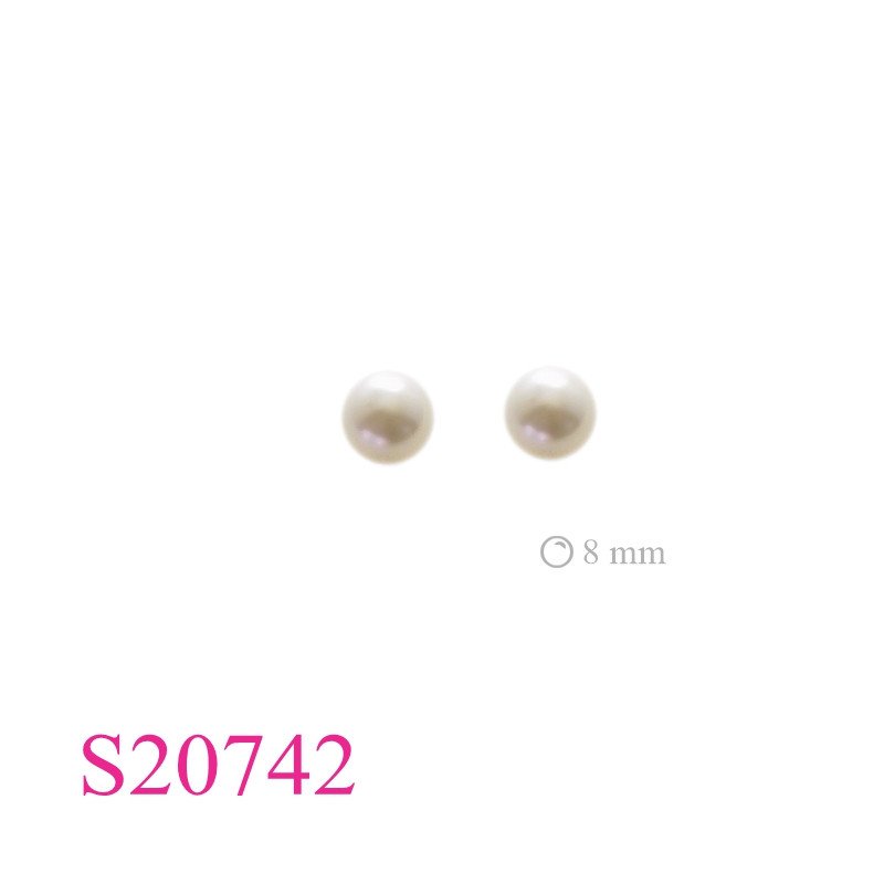 Stone Earrings, 8mm imitation perl.