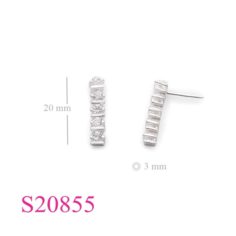 Stone Earrings, 5 pieces in line round stones.