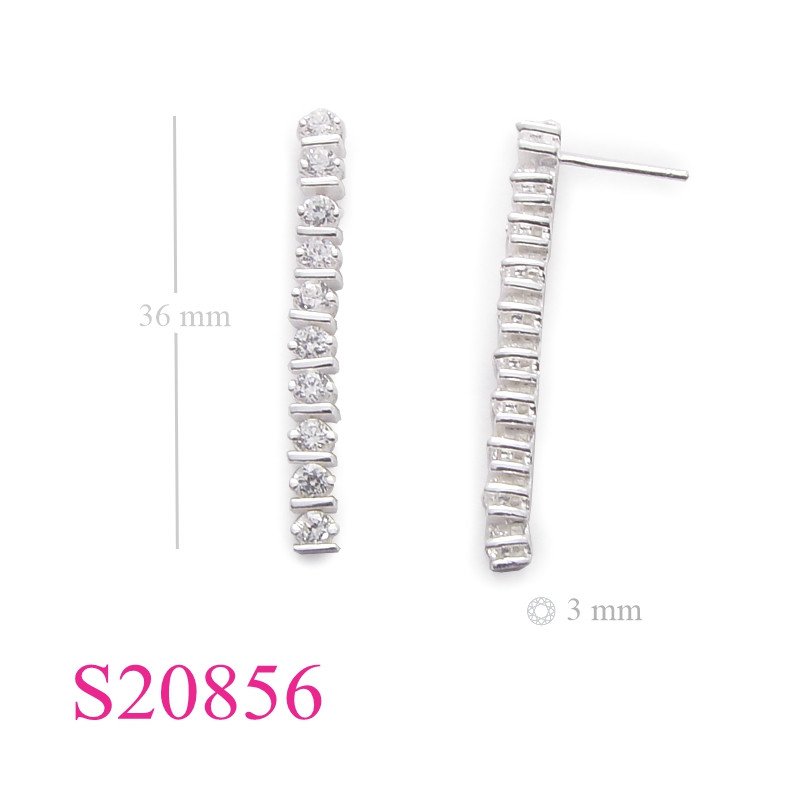 Stone Earrings, 10 pieces in line round stones.