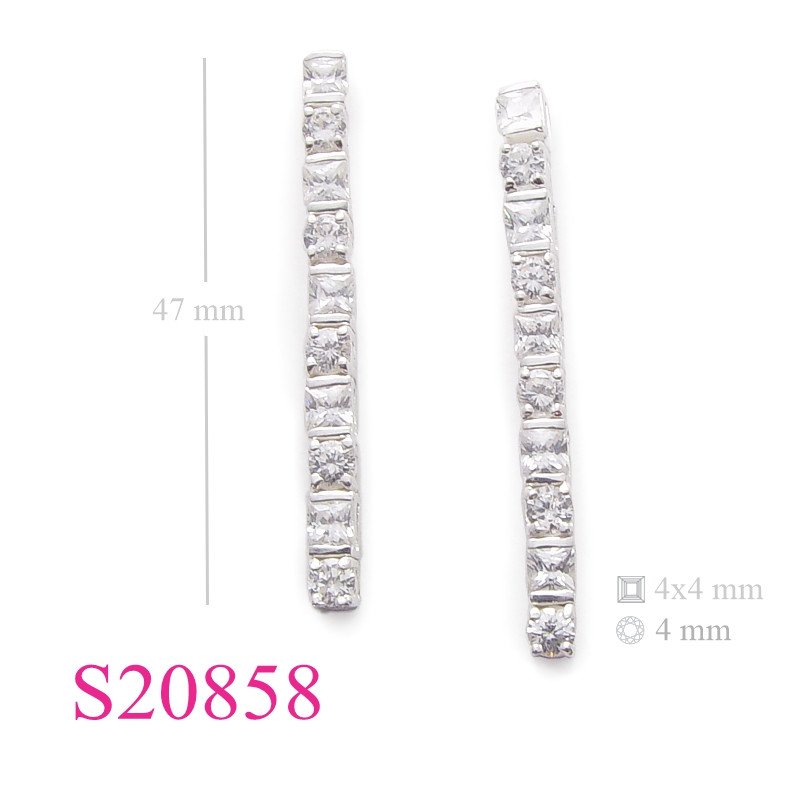 Stone Earrings, 10 pieces in line round and square stones