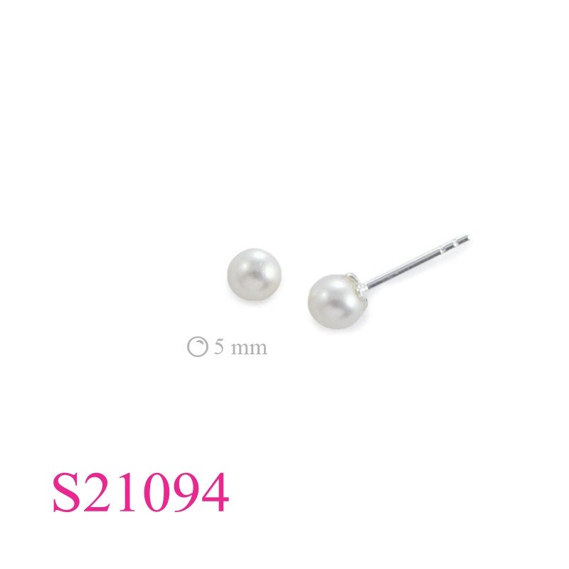 Stone Earrings, 5mm imitation perl