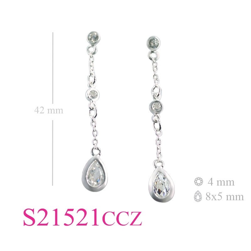 <p>Earrings, drop and round CCZ.</p>