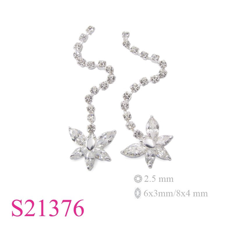Stone Earrings, crystal line with hanging butterfly shape stones.