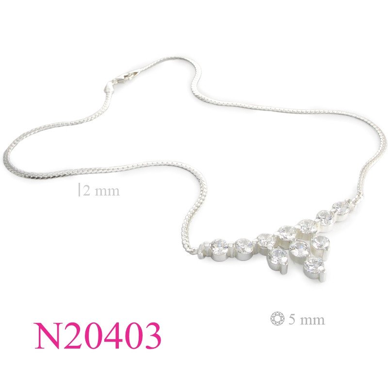 Choker, 2mm flat chain with 5mm round CCZ stones.
