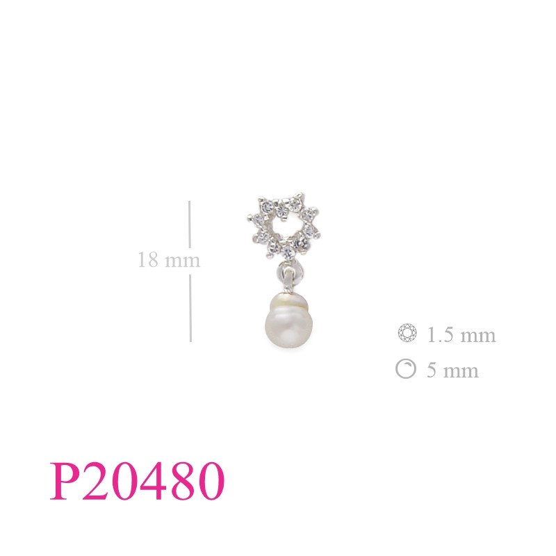 Stone Pendant, heart with pearl.