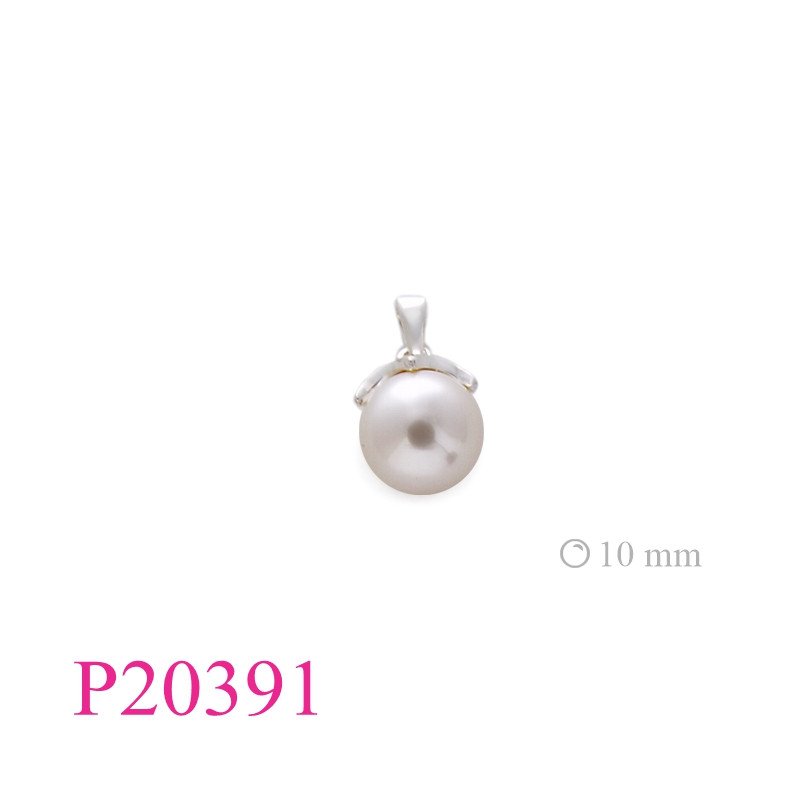 Stone Pendant, 10mm perl with silver cab.