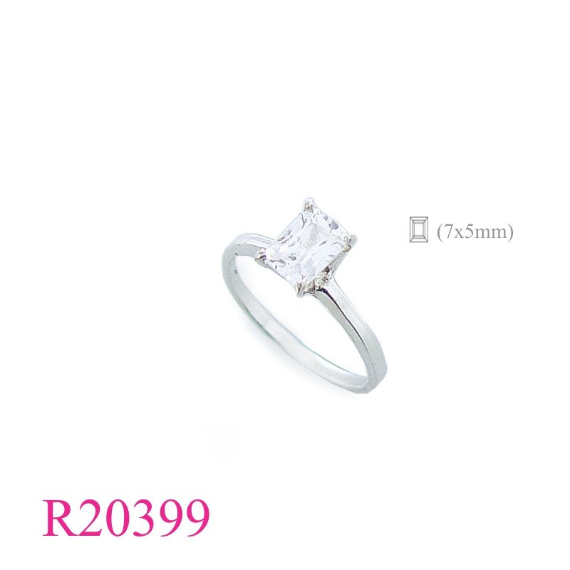 Stone Ring,7x5mm rectangular solitaire stone.