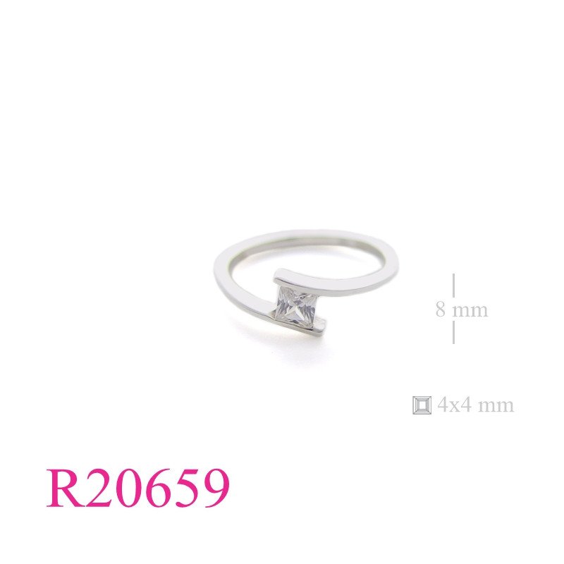 Stone Ring, 4mm square stone.