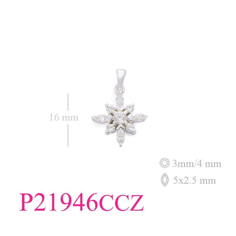 Stone Pendant, snow flak with  CCZs.