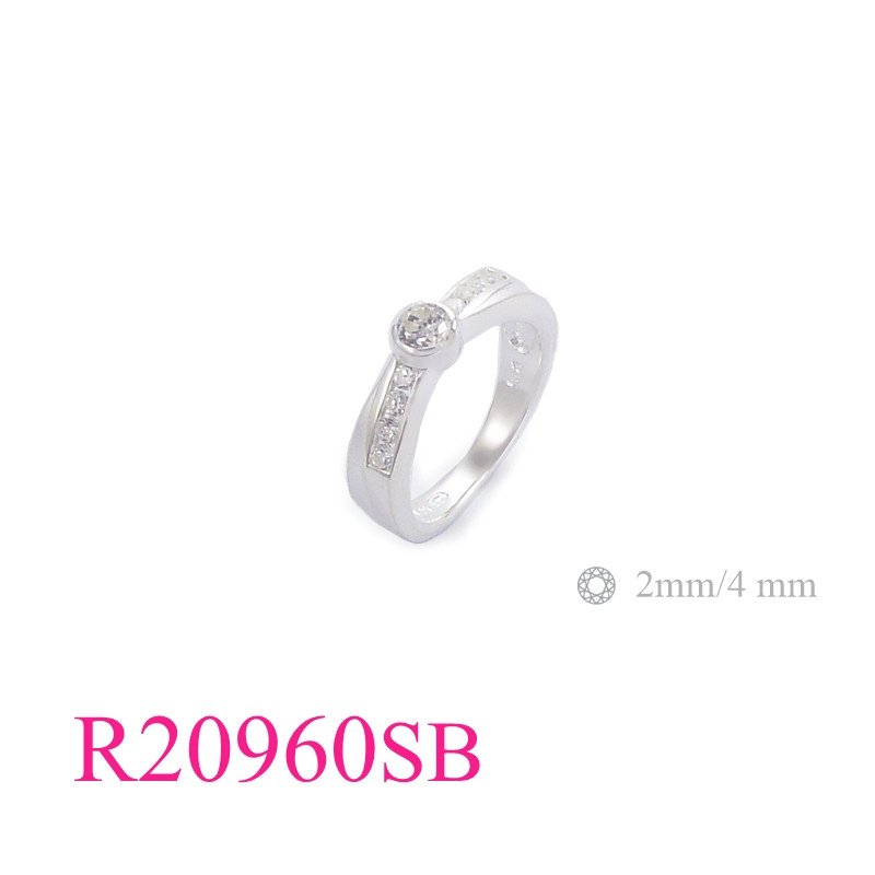 Stone Ring, 4mm round 2mm channel set stones with sandblast.