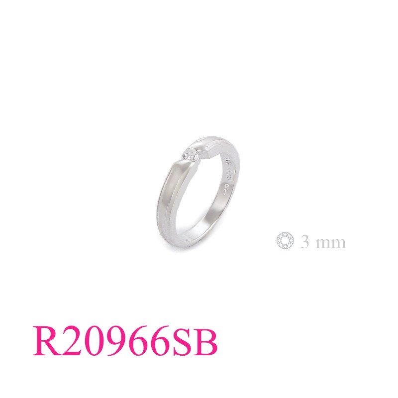 Stone Ring, 3mm round stone 2 tone surface.
